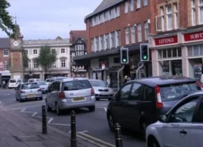 Traffic around Rugby town centre